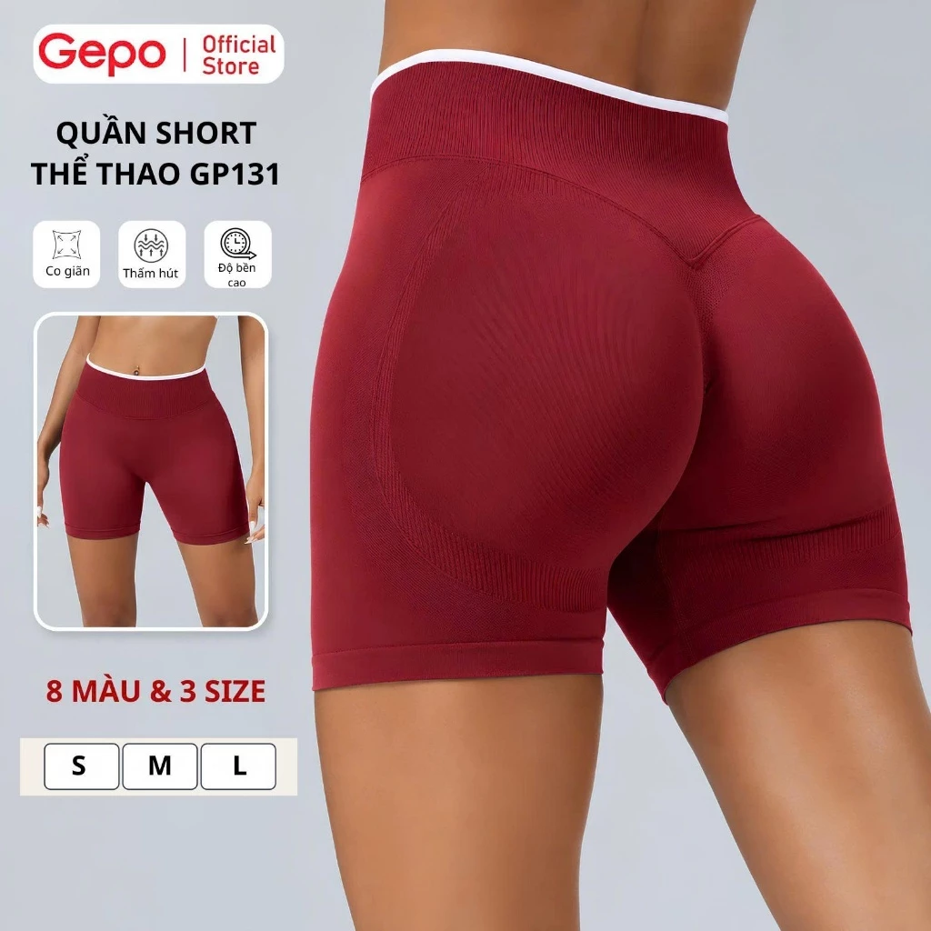 GEPO Quần Short Thể Thao Basi,Chất Liệu Dệt Kim 90% Polyamide 10% Elastane,Co Giãn Tốt,Thoáng Khí Tập Gym & Yoga GP131