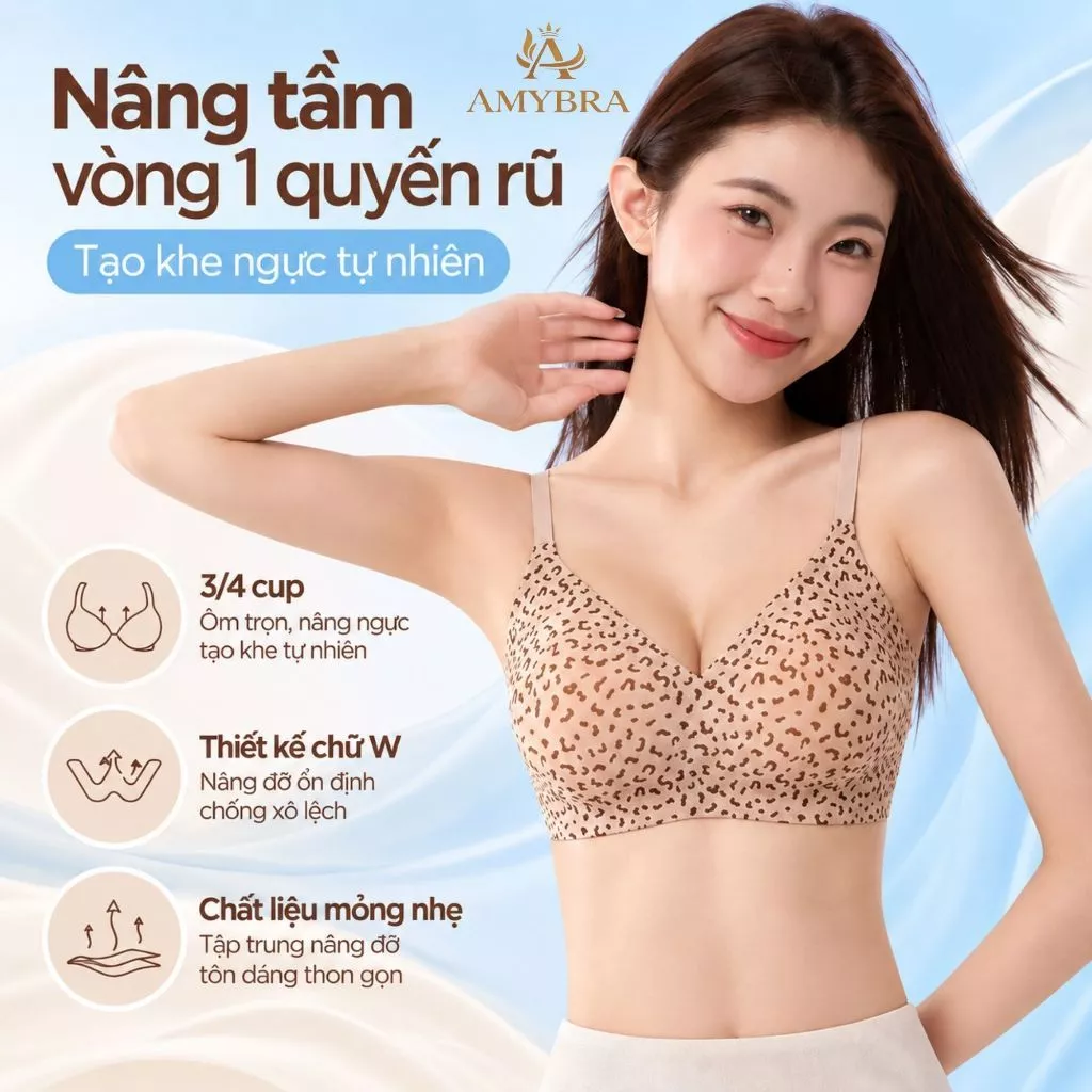 Áo Ngực Nữ Đúc Su Cao Cấp Có Tem Chuyển Màu, Áo Lót Không Gọng Mút Cố Định Chống Xê Dịch AMYBRA AM63