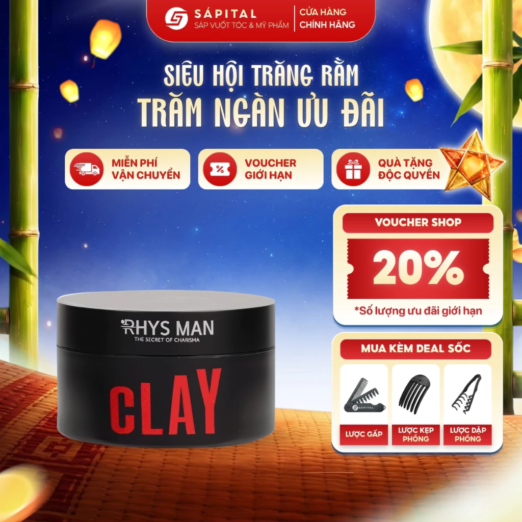 Sáp Vuốt Tóc Rhys Man Airy Texture Clay Dzai Điệu – Giữ nếp mạnh, Độ bóng thấp, Linh hoạt tạo kiểu