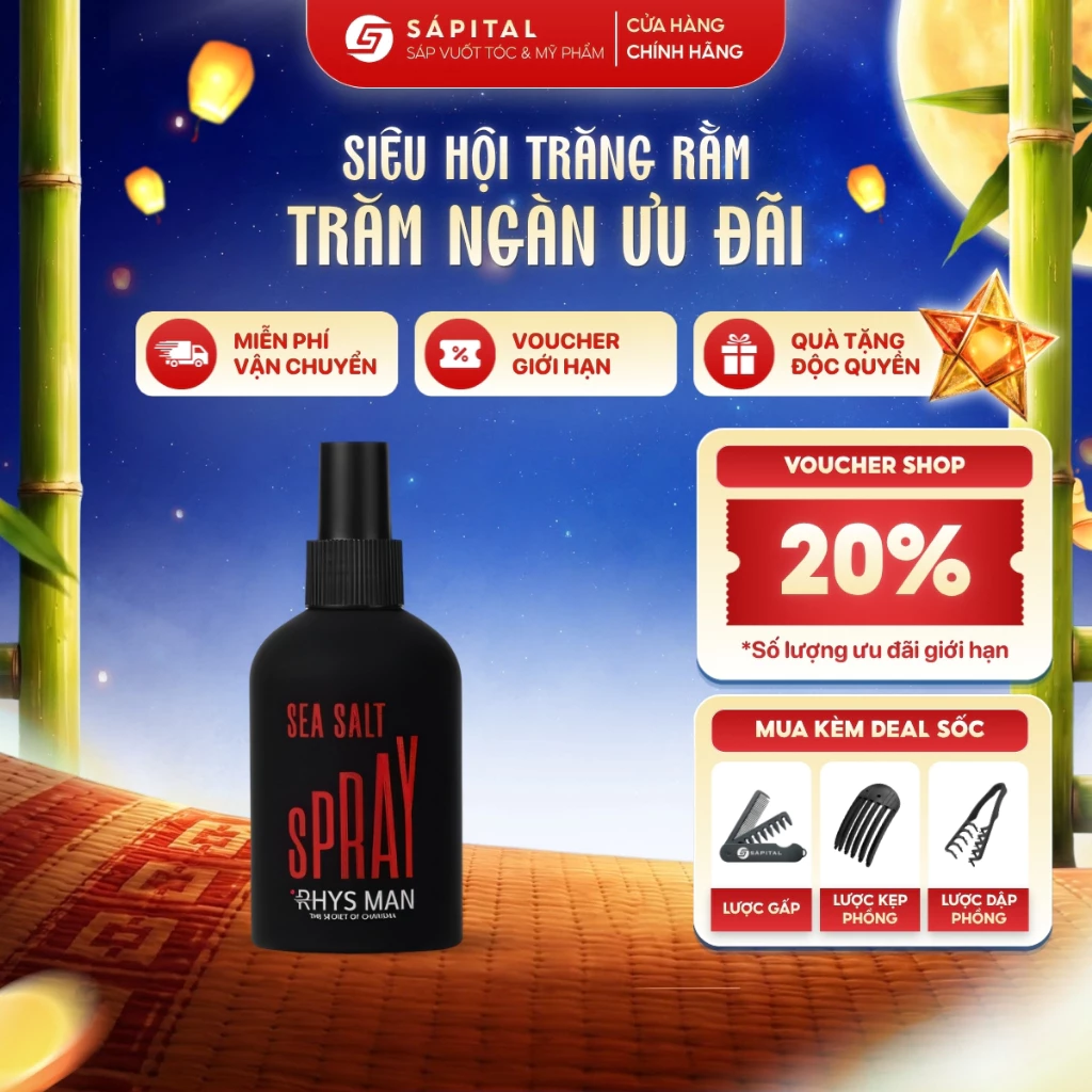 Xịt tạo phồng Rhys Man 3S Sea Salt Spray Dzai Điệu - Hỗ trợ sấy tạo kiểu, Tạo độ phồng tự nhiên
