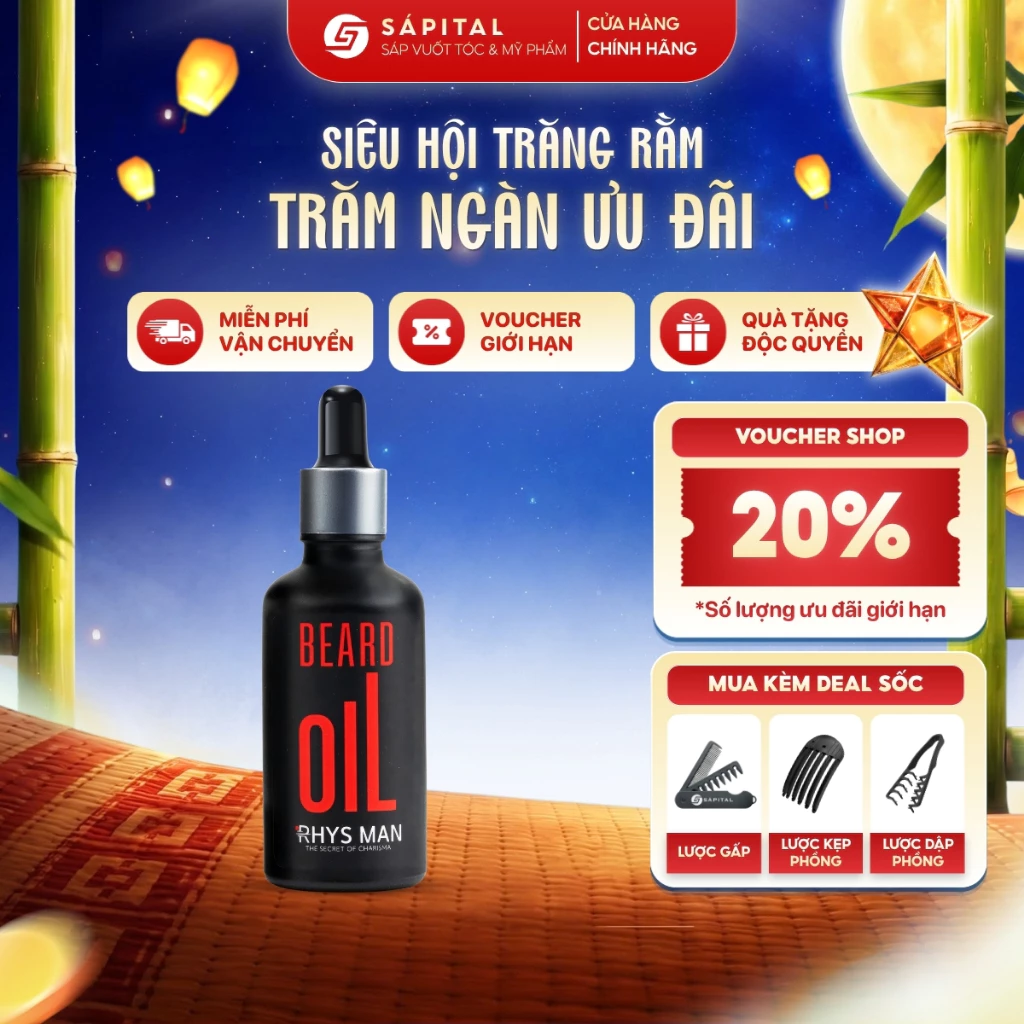 Tinh dầu dưỡng tóc và râu dành cho nam giới Rhys Man Bread Oil 50ml