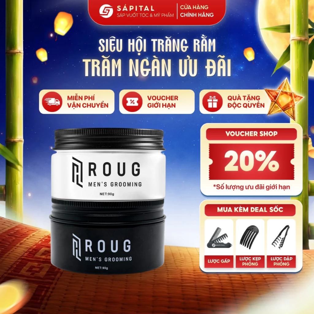 [VERSION 4] Sáp Vuốt Tóc ROUG Men's Grooming ĐEN và TRẮNG - Giữ nếp lên tới 12h, Linh hoạt tạo kiểu