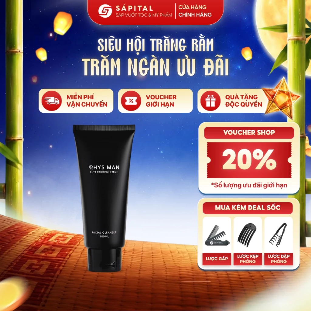 Sữa rửa mặt nam Rhys Man hương dừa thơm mát - Sữa rửa mặt dịu nhẹ dành cho mọi loại da