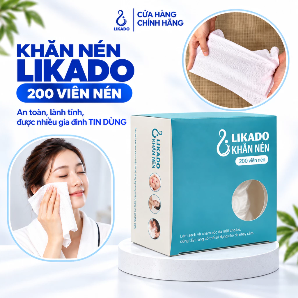 Khăn nén du lịch LIKADO hộp 200 viên trần
