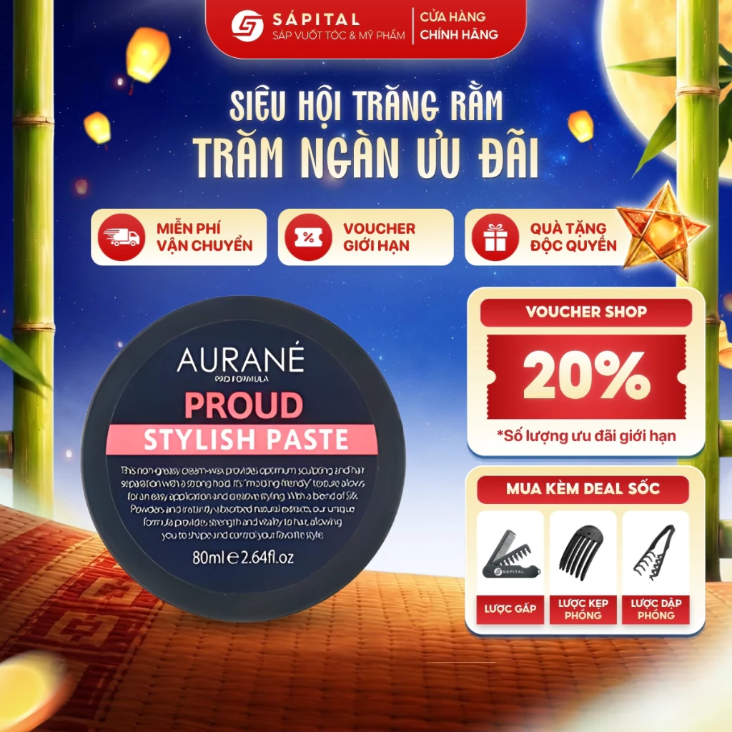 Sáp Vuốt tóc Aurané Proud Stylish Paste 80ml | Sáp Aurane đỏ phù hợp tóc mỏng khô xơ - Chính hãng