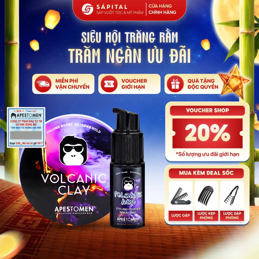 [CHÍNH HÃNG] Combo Volcanic Clay & Bột Tạo Phồng Tóc Volcanic Ash Styling Powder | Hỗ trợ kiểm soát dầu