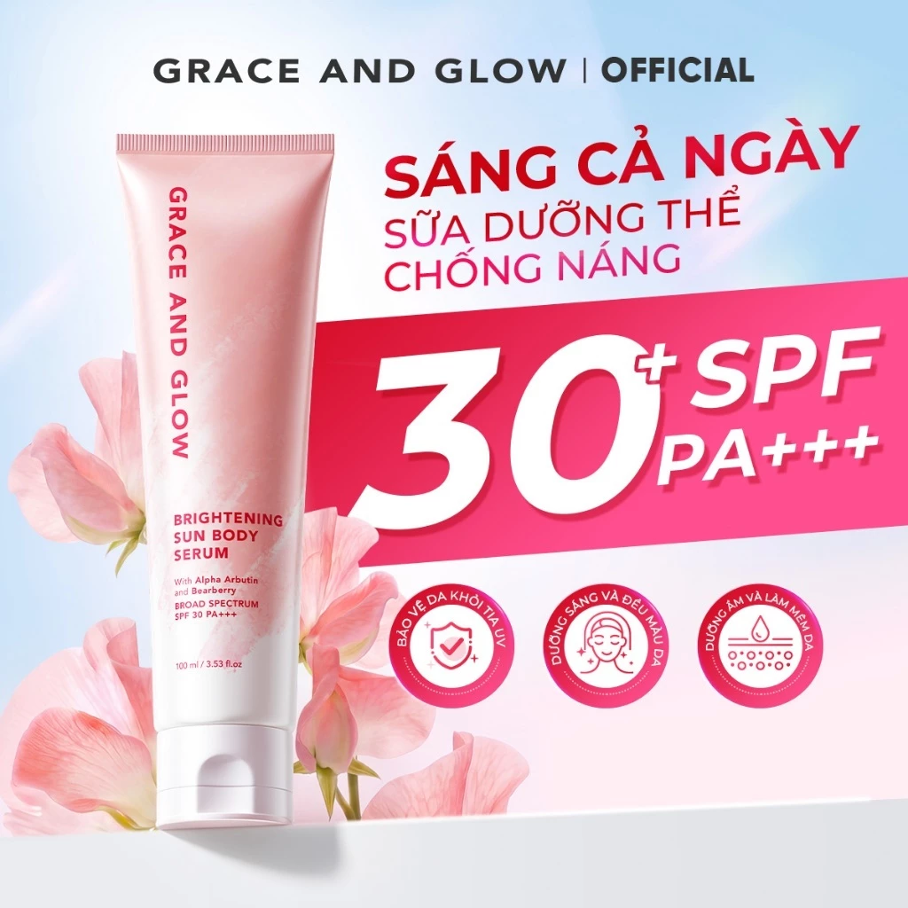 Sữa dưỡng thể kem chống nắng body SPF 30+ PA+++ Grace and Glow làm trắng da Black Opium Sun Body Serum 100ml nâng tone