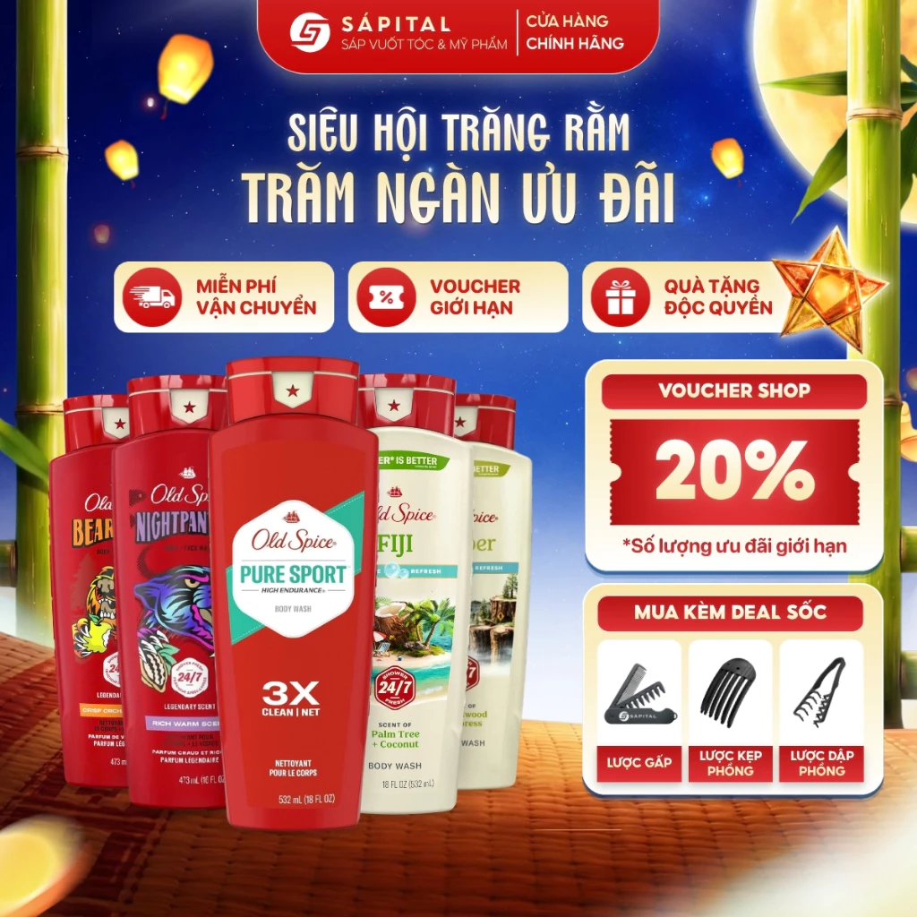 Sữa tắm Old Spice | Hỗ trợ làm sạch bụi bẩn và bã nhờn, Dưỡng ẩm cho da - Đủ Mùi Hương