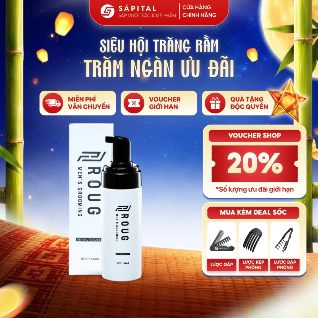 Bọt tạo kiểu Roug Sea Salt Mouse - Hỗ trợ sấy tạo kiểu, Tăng độ phồng, kết dính, Cấp ẩm cho tóc