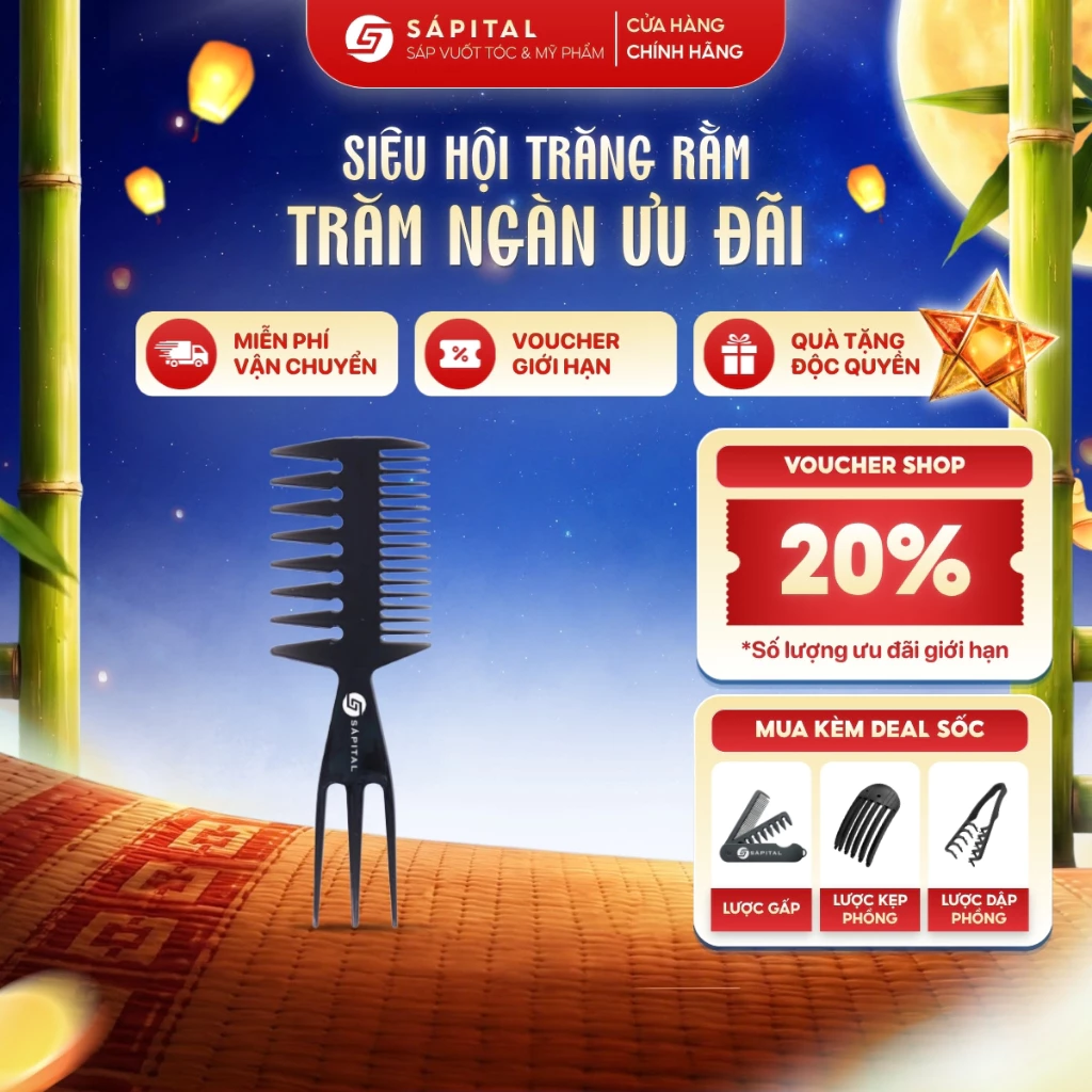 Lược 3 Trong 1 Sápital Màu Đen - Lược Chải Vuốt Tóc Tạo Kiểu Chuyên Dụng