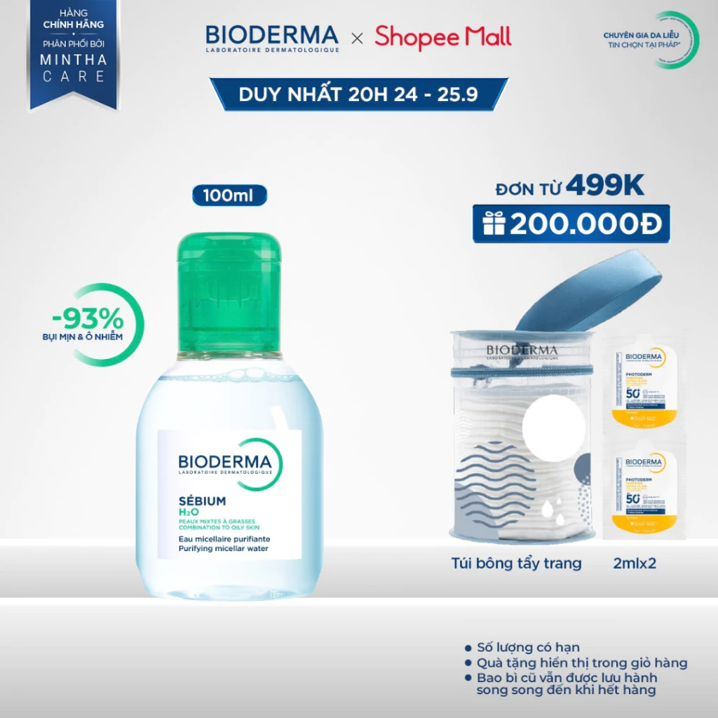 Dung dịch làm sạch và tẩy trang công nghệ Micellar Bioderma Sebium H2O - 100ml