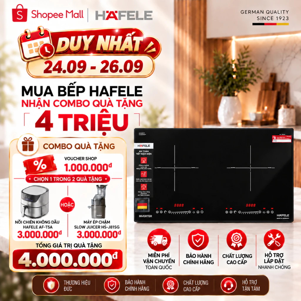 [LIVE] Xuất xứ Đức - Bếp từ 2 vùng nấu Hafele HC-I7325B 533.09.979