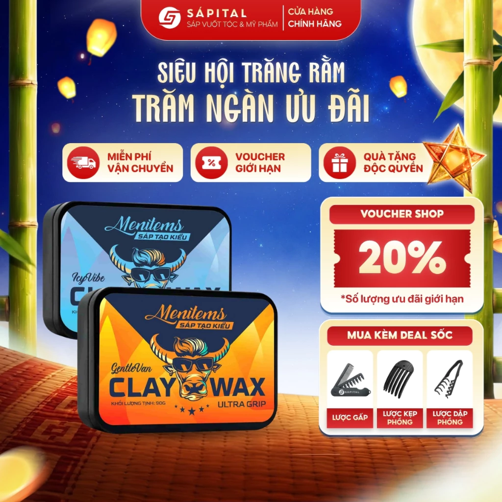 [CHÍNH HÃNG] Sáp vuốt tóc Menitems Clay Wax Ultra Grip Giữ nếp10H, kiềm dầu, phù hợp mọi chất tóc