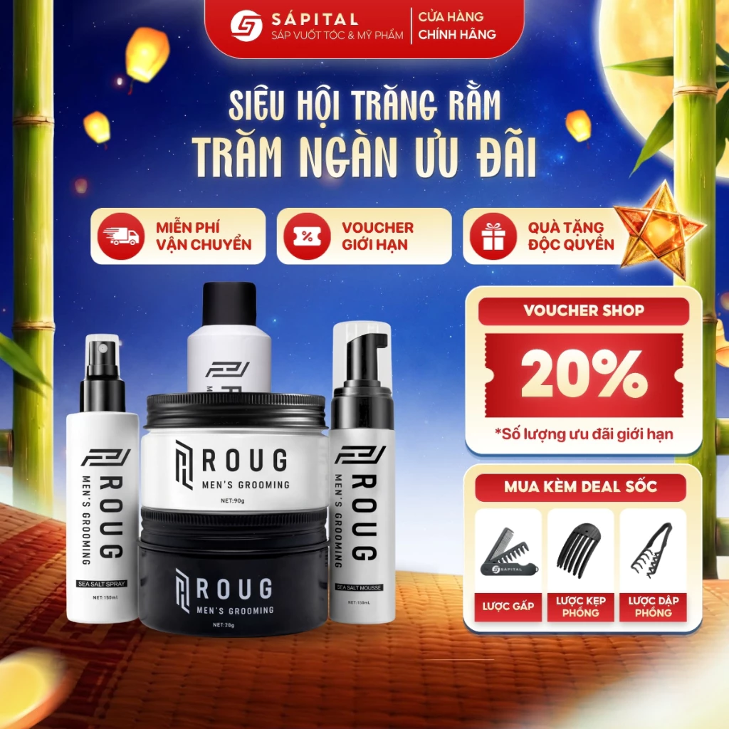 [VERSION 4] COMBO ROUG - Sáp vuốt tóc Matte Clay, Matt Clay, Bọt tạo kiểu, Gôm - Tạo kiểu linh hoạt
