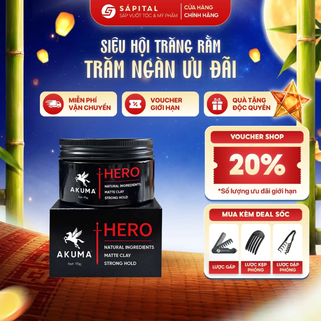 Sáp vuốt tóc Akuma Hero - Sáp vuốt tóc giữ nếp cao, không bóng, phù hợp mọi chất tóc