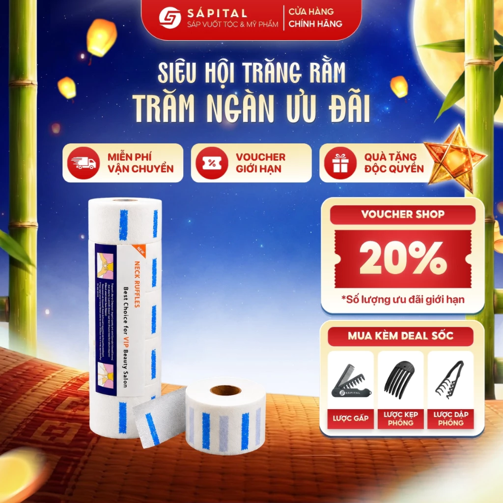 Giấy quấn cổ cắt tóc Barber chính hãng - Giấy lót cổ co giãn, cuộn lớn 150 tờ