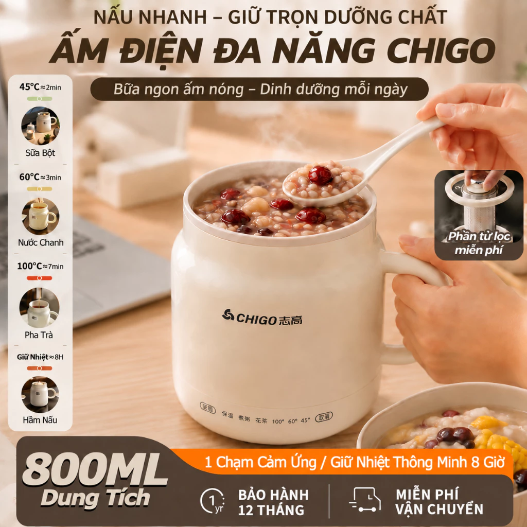 [HỎA TỐC] Ấm Đun Siêu Tốc Đa Năng, Nồi Phủ Gốm Chống Dính, Nấu Cháo, Nấu Lẩu, Giữ Ấm,Pha Trà, Di Động