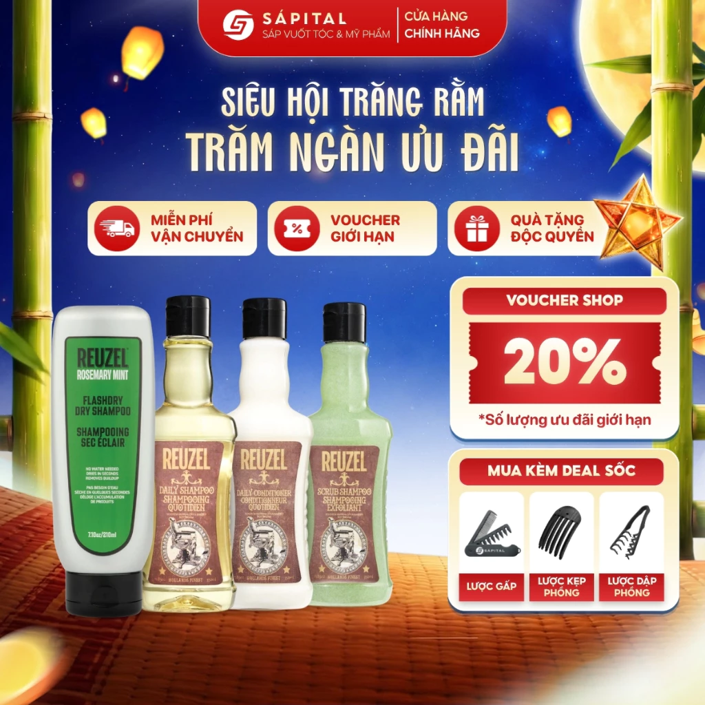 Dầu gội, dầu xả Reuzel Daily, Scrub, FlashDry Dry Shampoo Chính Hãng - Phù hợp mọi nhu cầu sử dụng
