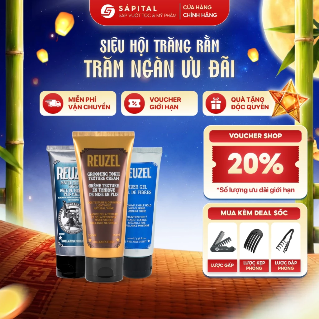Tạo kiểu tóc Reuzel Matte Styling Paste, Fiber Gel, Grooming Tonic Texture Cream Giữ nếp linh hoạt