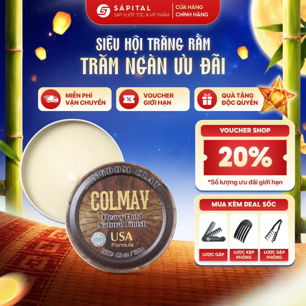 Sáp vuốt tóc Colmav Kingdom Clay - Hỗ trợ kiềm dầu thừa - Phù hợp với mọi chất tóc – Thành phần Dưỡng Tóc -Tặng kèm lược