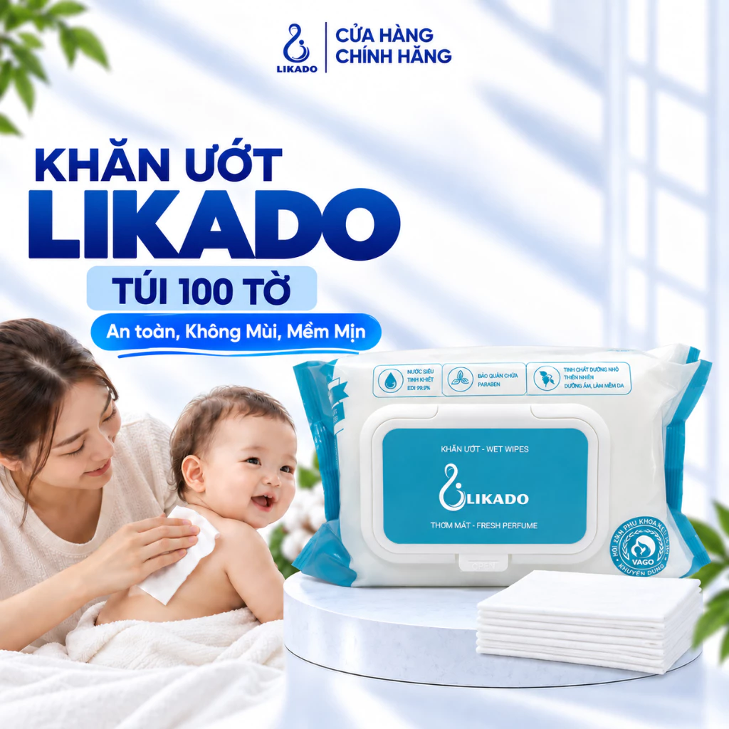 Khăn ướt cho bé LIKADO 100 tờ/túi