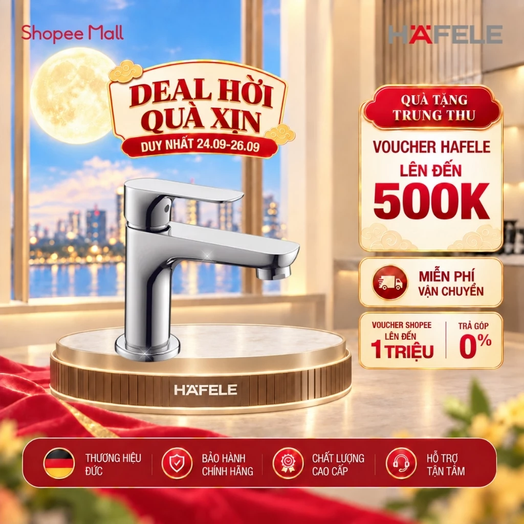 Vòi Lavabo Rửa Mặt Nước Lạnh Hafele Lõi Đồng – Không Gỉ – BH 2 Năm