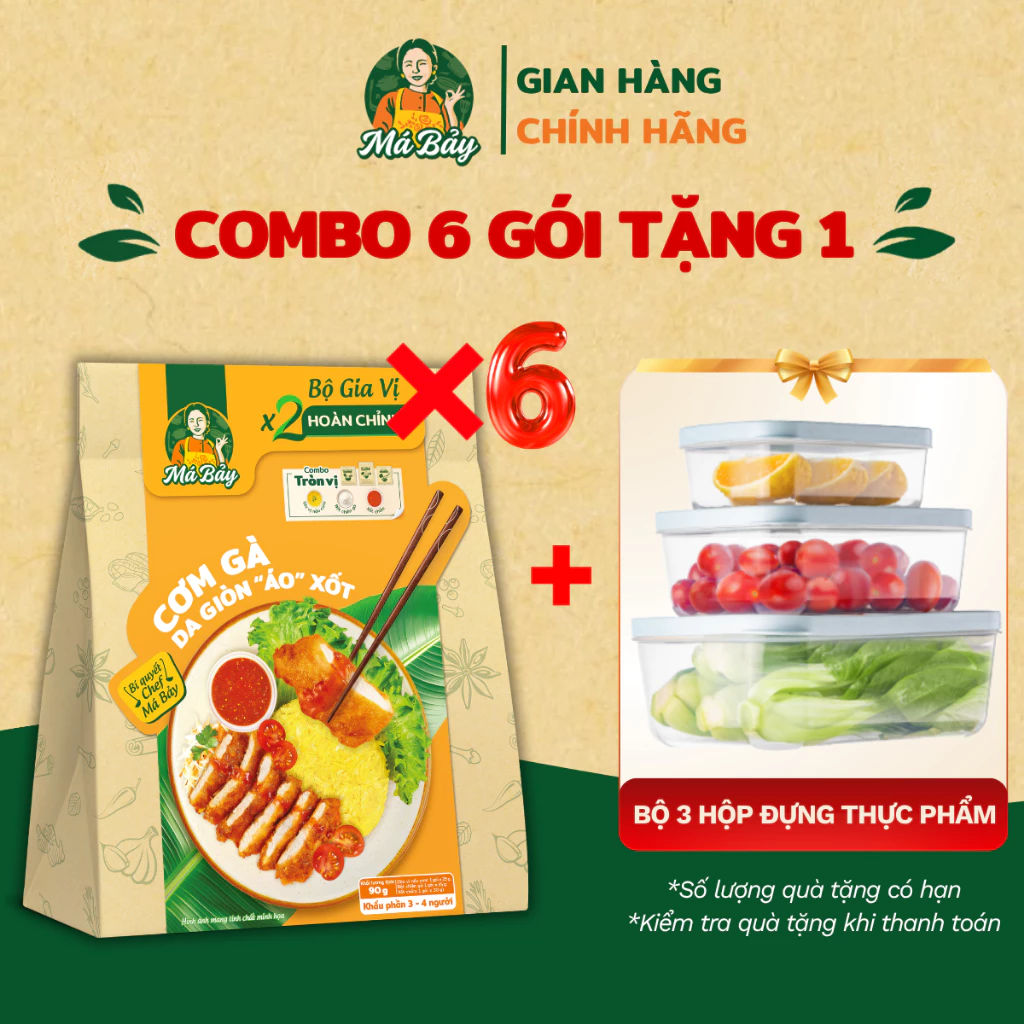 Gia vị cơm gà xối mỡ Má Bảy 92g set 3 gói gồm gia vị nấu cơm bột chiên gà sốt chấm