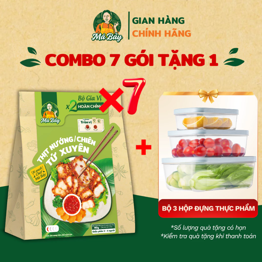 Gia vị ướp thịt Tứ Xuyên Má Bảy 80g gia vị nướng BBQ cay nhẹ kèm xốt chấm