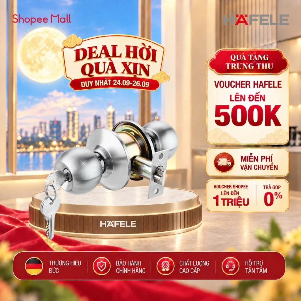 Bộ tay nắm cửa Hafele dạng tròn