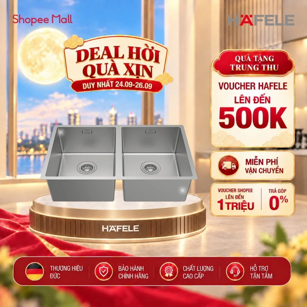 Chậu bếp Inox Hafele Satin R10 HS24-SSN2S-750