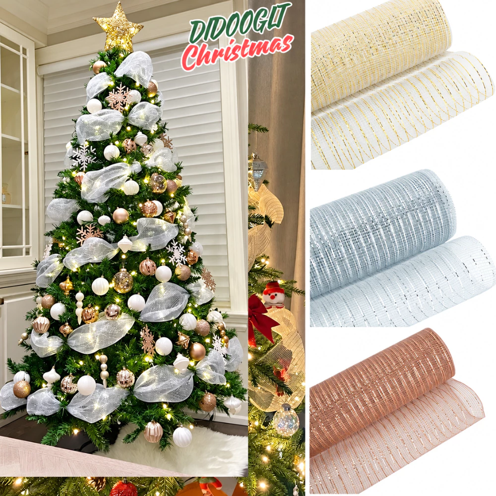 Ruy Băng Lưới Trang Trí Noel 9M – Khổ 15cm, 26cm Trang Trí Giáng Sinh, Cây Thông Noel