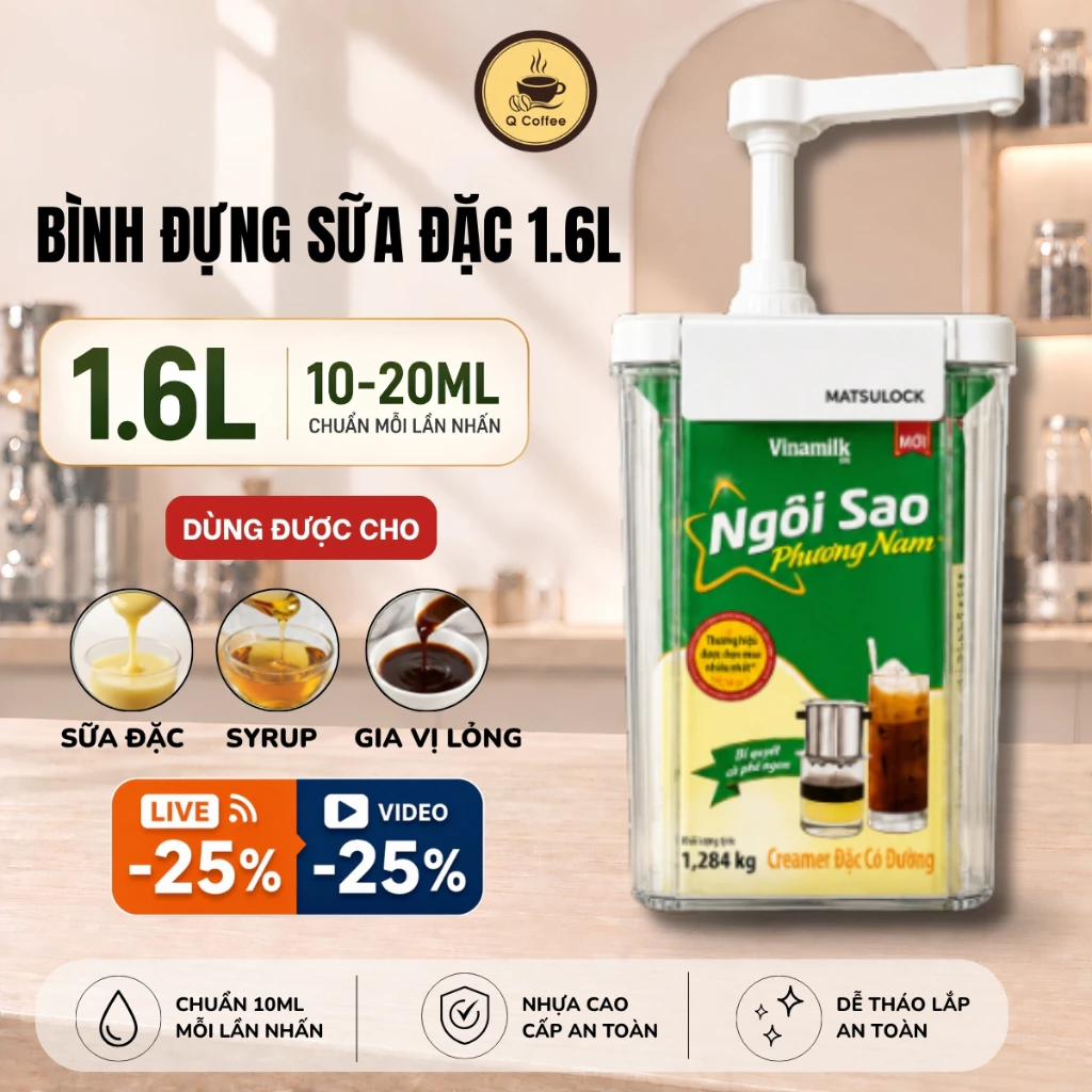 Bình Đựng Sữa Đặc Vòi 10ml,20ml,30ml, Bình Bơm Sữa Đặc Siro Dung Tích 1.6L Định Lượng Chuẩn Pha Chế