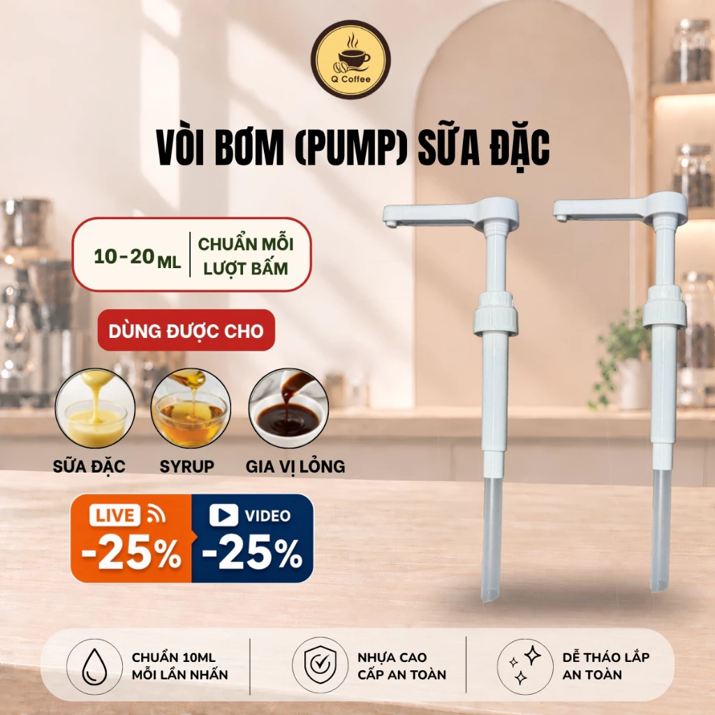 Vòi Bơm Sữa Đặc, Vòi Đựng Siro, Đường Dạng Lỏng, Siro Loại 10ml, 20ml