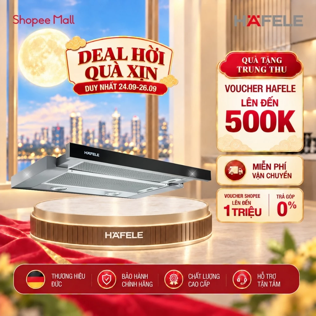 Máy Hút Mùi Âm Tủ HAFELE HH-TG90E (90cm) - 539.81.075 Xuất Xứ Châu Âu Kèm Than Hoạt Tính