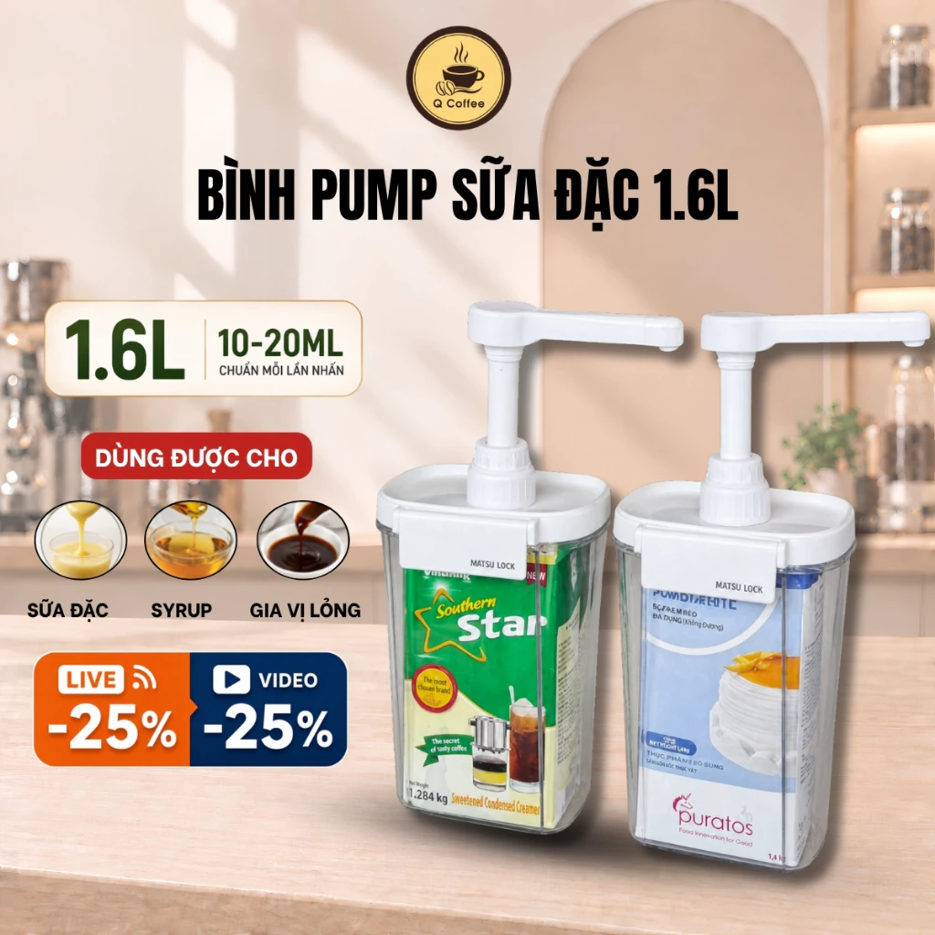 Bình Đựng Hộp Sữa Đặc, Siro Có Vòi Pumb 10ml, 20ml, 30ml, Tiện Lợi Giúp Định Lượng Chuẩn Cho Quán Cafe, Pha Chế