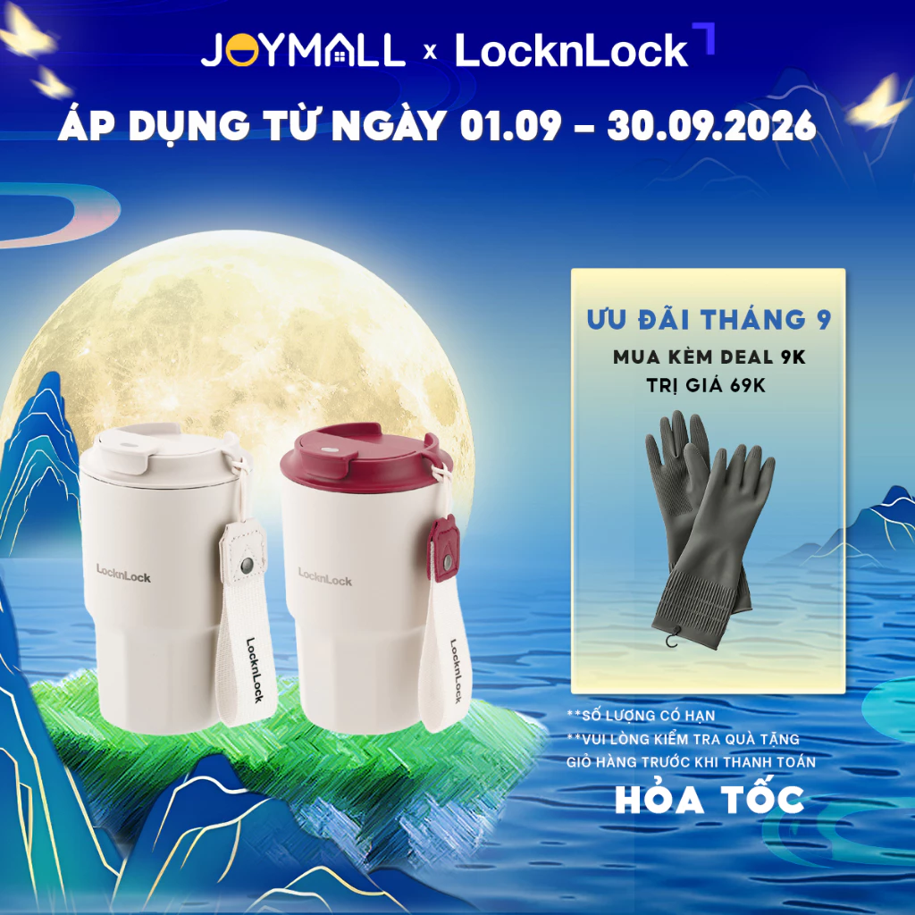 Ly Giữ Nhiệt LocknLock Vacuum Coffee LHC4340 450ml , Hàng Chính Hãng, Có Dây Xách - JoyMall