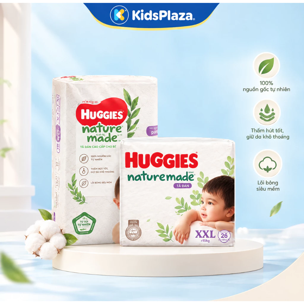 [M2] Tã dán/ quần siêu cao cấp Huggies Nature đầy đủ size cho bé