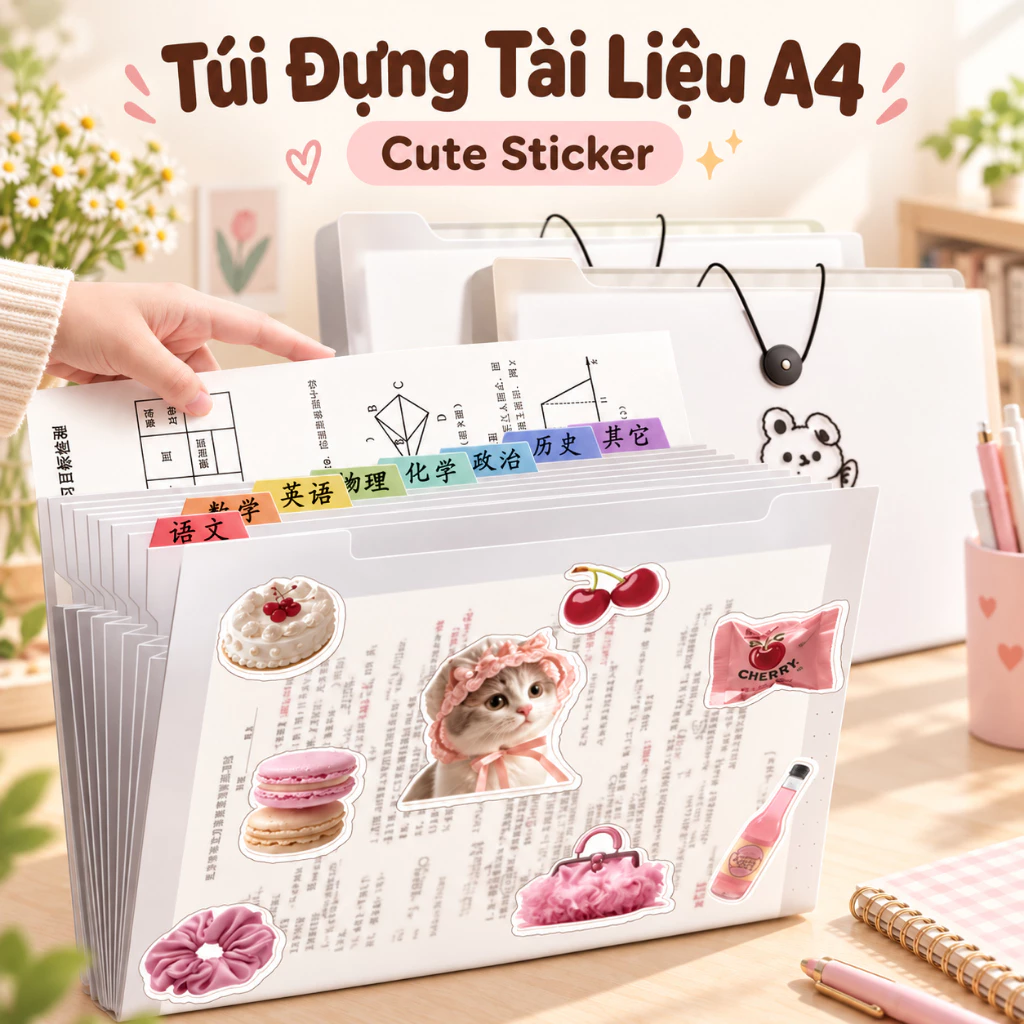 Túi Đựng Tài Liệu A4 5/8/12 Ngăn M.Y – Cặp File Hồ Sơ Nhiều Ngăn Văn Phòng Phẩm
