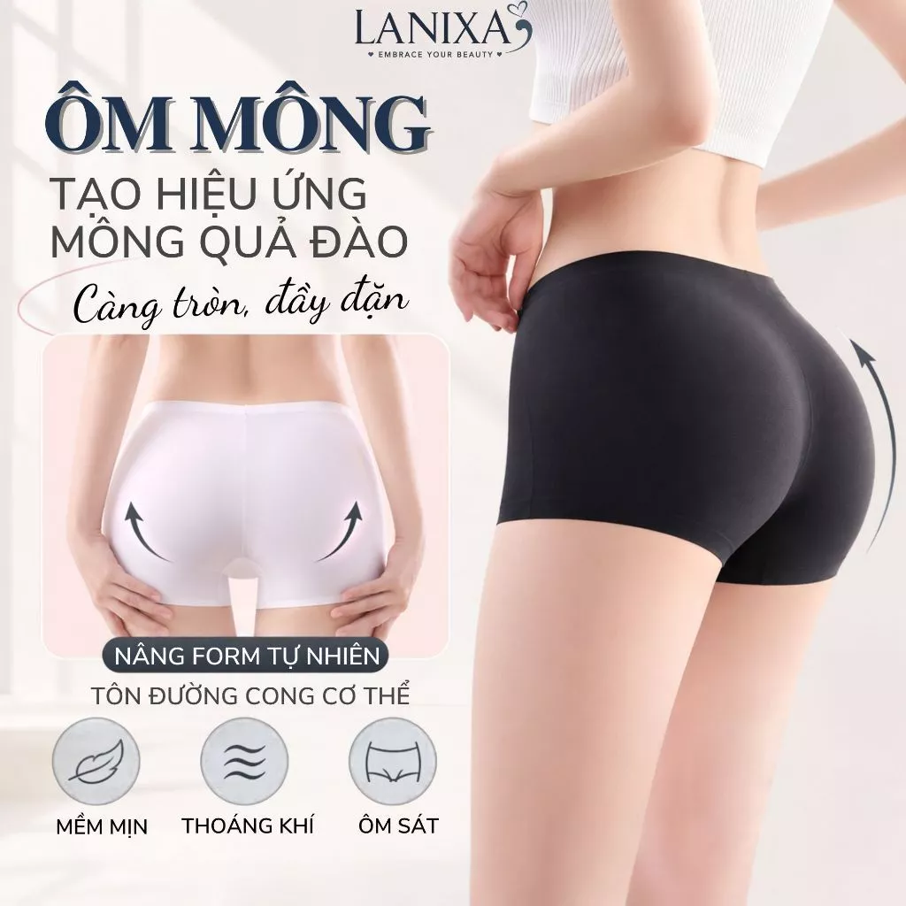 Quần bảo hộ nữ mặc trong váy chống lộ tôn dáng, Quần Boxer nữ đáy kháng khuẩn khử mùi LANIXA V8205