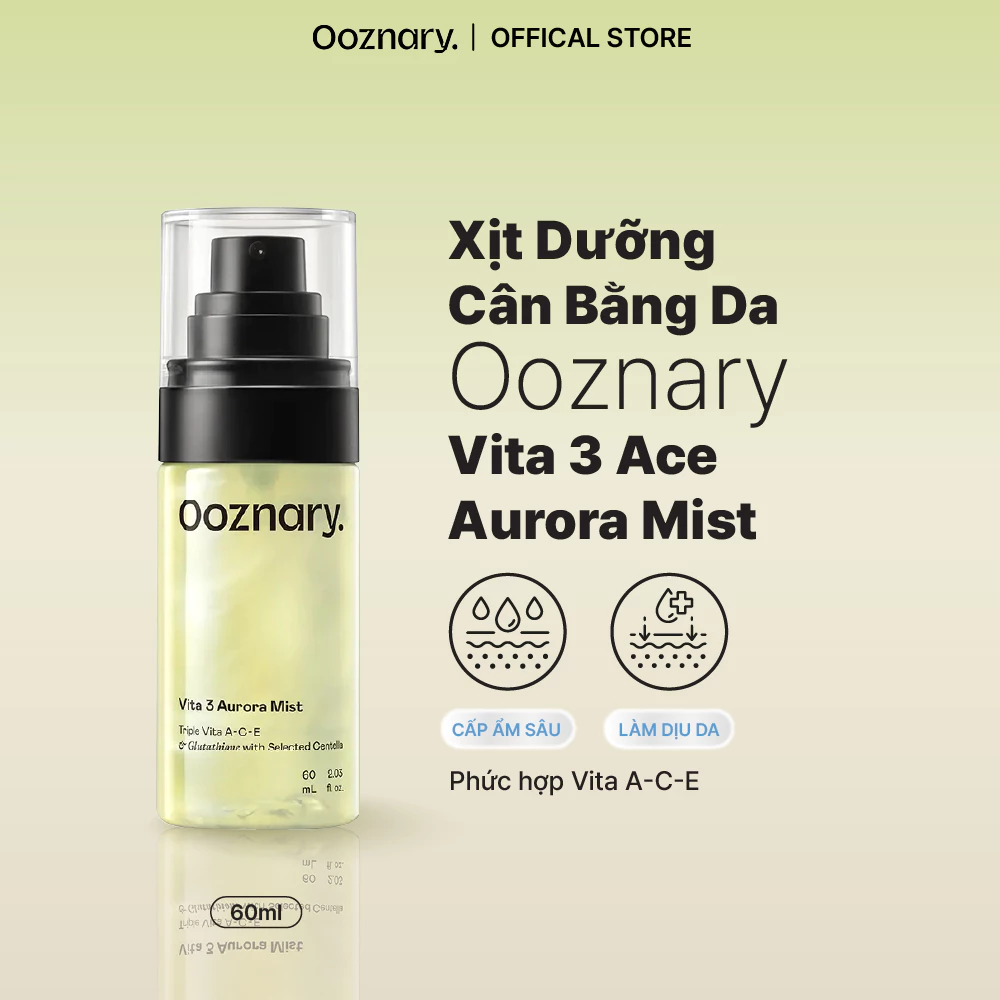 [LIVE] Xịt Dưỡng Cân Bằng Da Ooznary Vita 3 Ace Aurora Mist 60ml dưỡng ẩm làm sáng