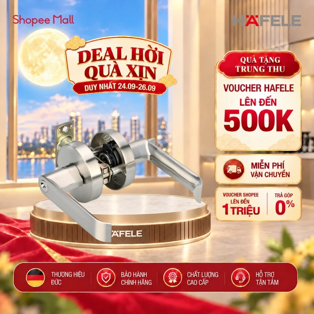 Tay cửa, Khóa tay nắm gạt cho cửa phòng vệ sinh/ Cửa phòng Hafele 911.63.226/ 911.63.222