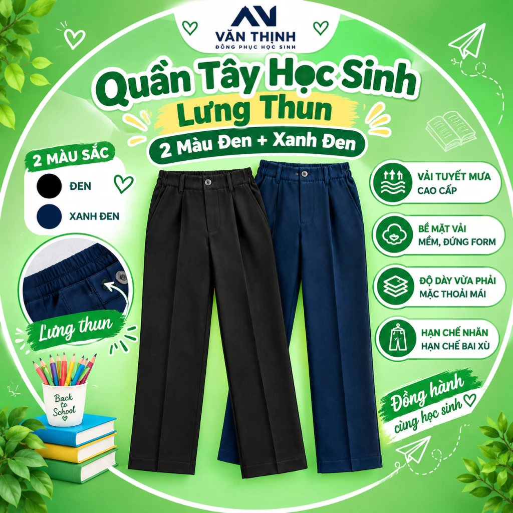 [DEAL Mở Bán]Quần Tây Học Sinh Tiểu Học, Trung Học, Quần Âu  Đi Học Dành Cho Học Sinh
