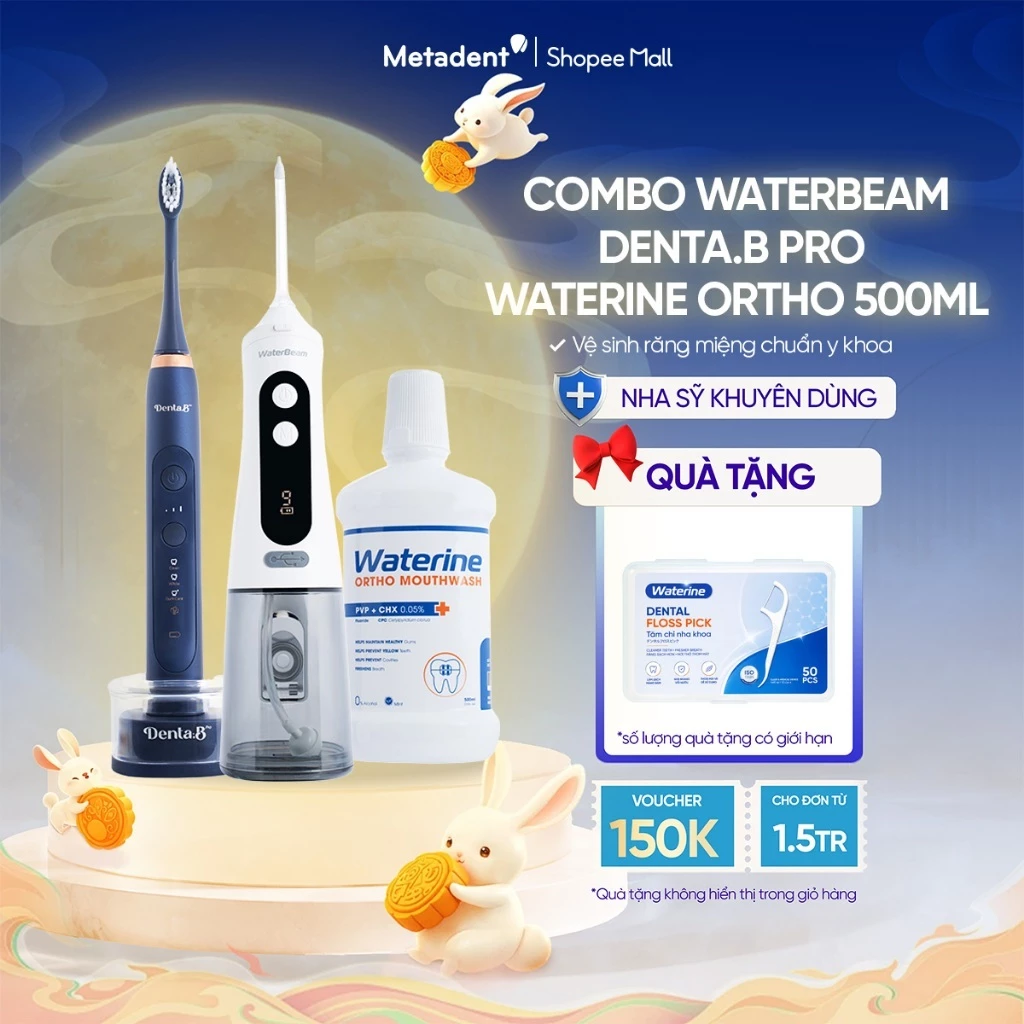 Combo Bàn chải điện Denta.B Pro và Máy Tăm Nước WaterBeam Chính hãng (Bản mới) BH 12 tháng