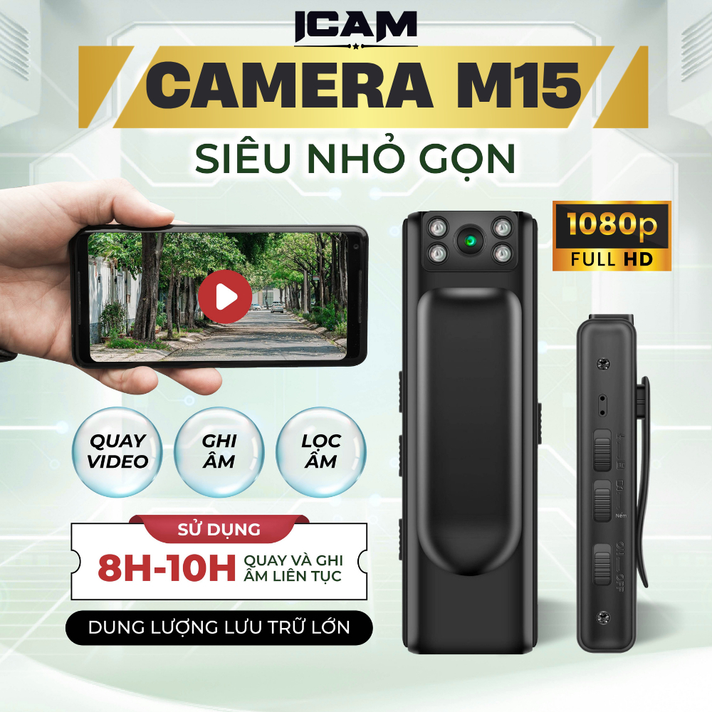 Camera Full HD 1080P Quay Mọi Nơi, Máy Quay Ghi Hình Không Dây Nhỏ Gọn…