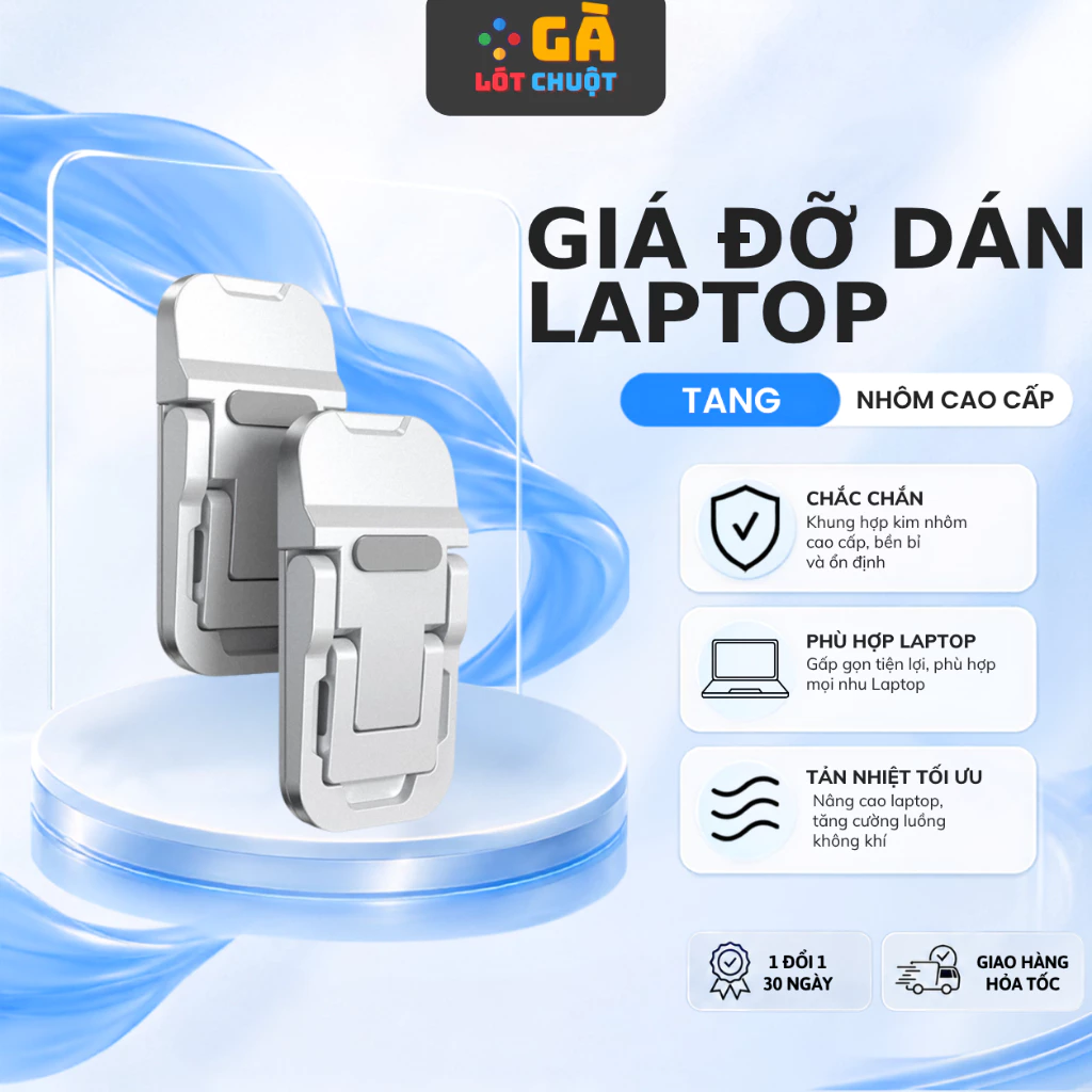 Giá Đỡ Laptop Tản Nhiệt Gập Gọn – Dán Ẩn, Chống Trượt, Dùng Cho Máy 11–17 Inch