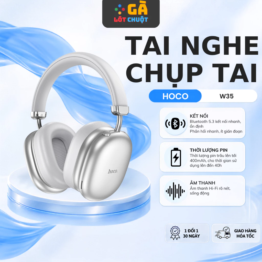 Tai nghe chụp tai Bluetooth Hoco W35 - Pin Siêu Trâu 40h - Chính hãng - GALOTCHUOT
