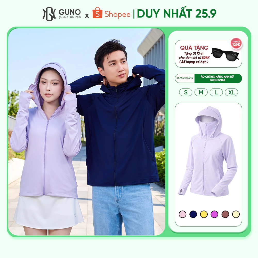 Áo Chống Nắng Nam Nữ GUNO THƠM SMAX phiên bản chống nắng vải thơm 2 lớp mát lạnh 26AG36/AB42