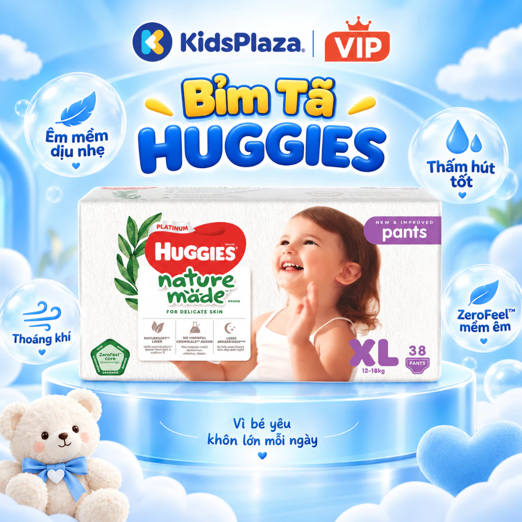[M1] Bỉm - Tã dán/ quần siêu cao cấp Huggies Naturemade đầy đủ size cho bé EC