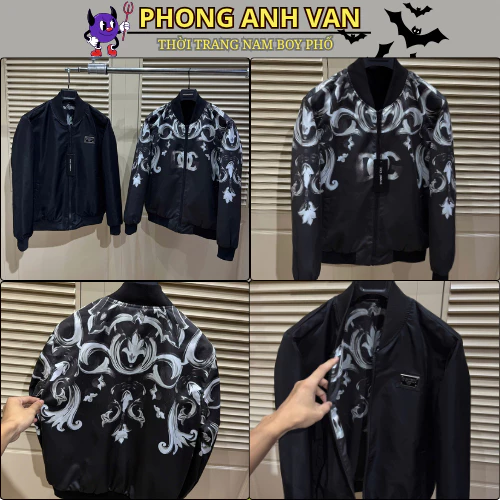 Áo Khoác Gío Nam Đonche 2 Mặt In Hoa Văn 3D Cực Nét - Áo Khoác Bomber Nam Nữ Cao Cấp Siêu Đẹp