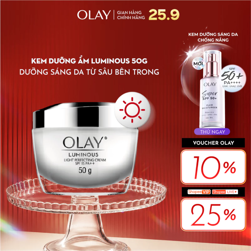 Kem Dưỡng Ẩm Ban Ngày Sáng Da Ngăn Tia UV SPF15 PA++ OLAY LUMINOUS 50G